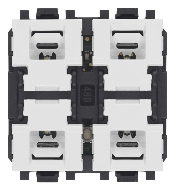 Comando KNX Secure 4 pulsanti LED RGB regolazione intensità sensore temperatura integrato 2 moduli