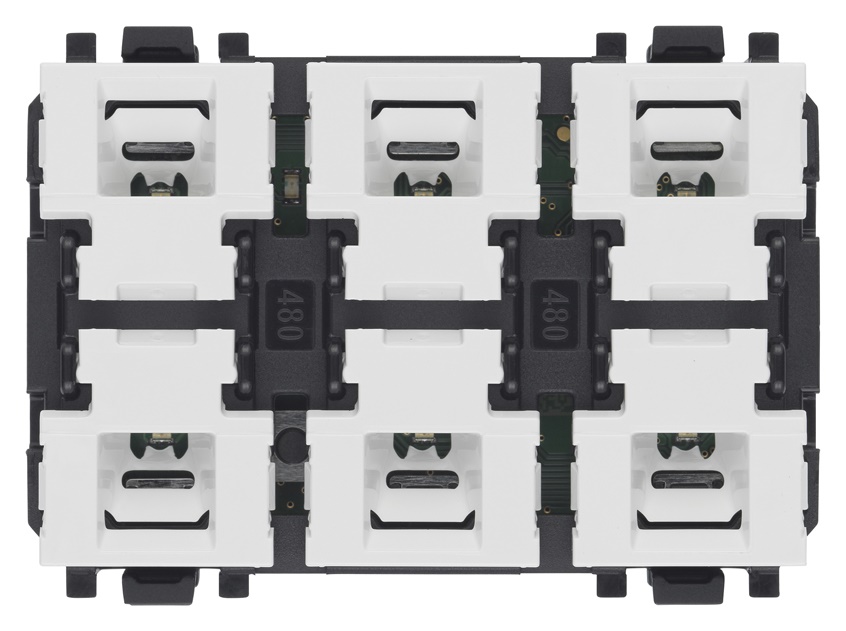 Comando KNX Secure 6 pulsanti LED RGB regolabile 3 moduli per automazione casa