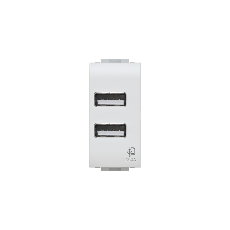 Presa USB 2.4A Bticino Livinglight bianca tensione 110-230V uscita 5V per casa ufficio