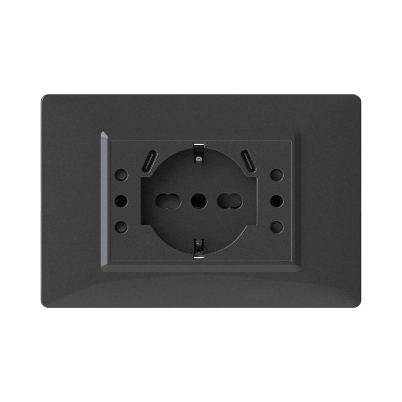 Kit placche VI Plana alluminio naturale per installazioni elettriche moderne e design