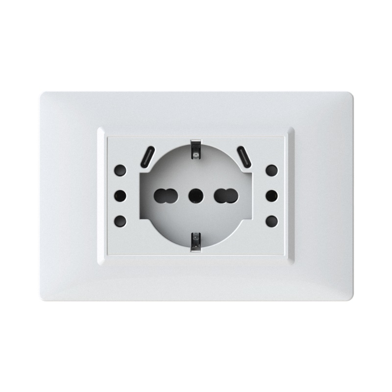 Kit placca VI Plana bianco naturale per impianti elettrici domestici e professionali