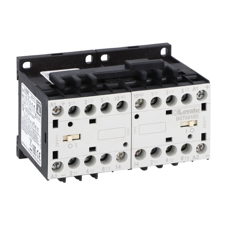 Teleinvertitore 9A AC3 4kW bobina 12VDC con interblocco meccanico e connessioni potenza industriale