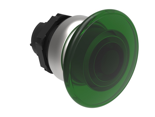 Pulsante fungo luminoso 40mm verde operatore a impulso serie Platinum