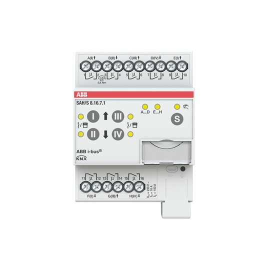 Attuatore combinato 8 canali 16A per controllo carichi elettrici e tapparelle KNX domotica