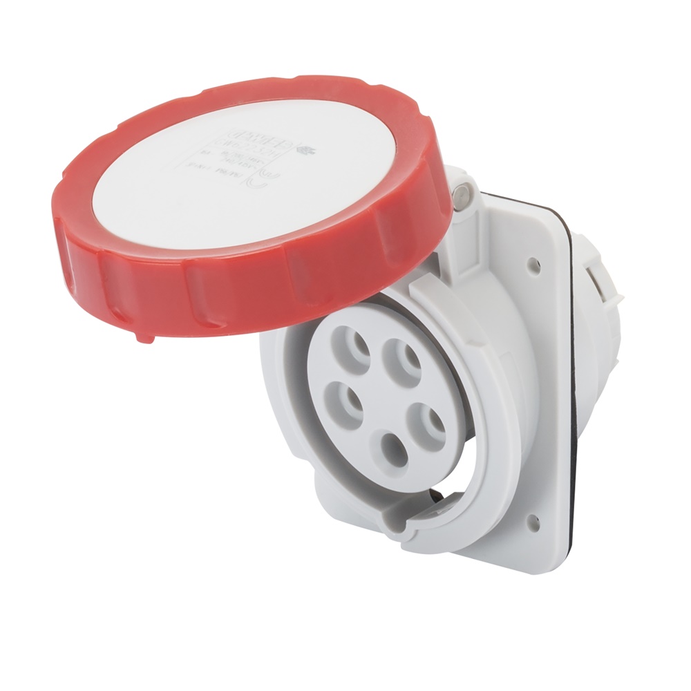 PRESA FISSA DA INCASSO A 10° HP - IP66/IP67 - 2P+T 16A 380-415V 50/60HZ - ROSSO - 9H - CABLAGGIO A VITE