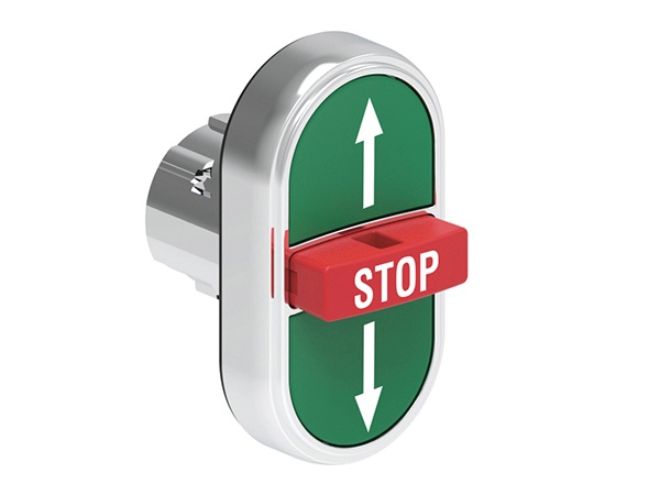Pulsante emergenza metallico triplo stop frecce alto basso per controllo dispositivi elettrici industriali