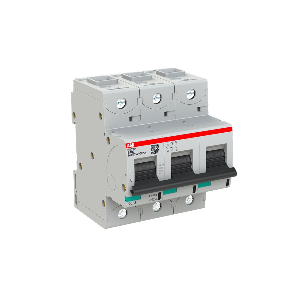Interruttore magnetotermico S803P-B100 50kA 100A 3P protezione sovraccarichi cortocircuiti impianti elettrici residenziali industriali