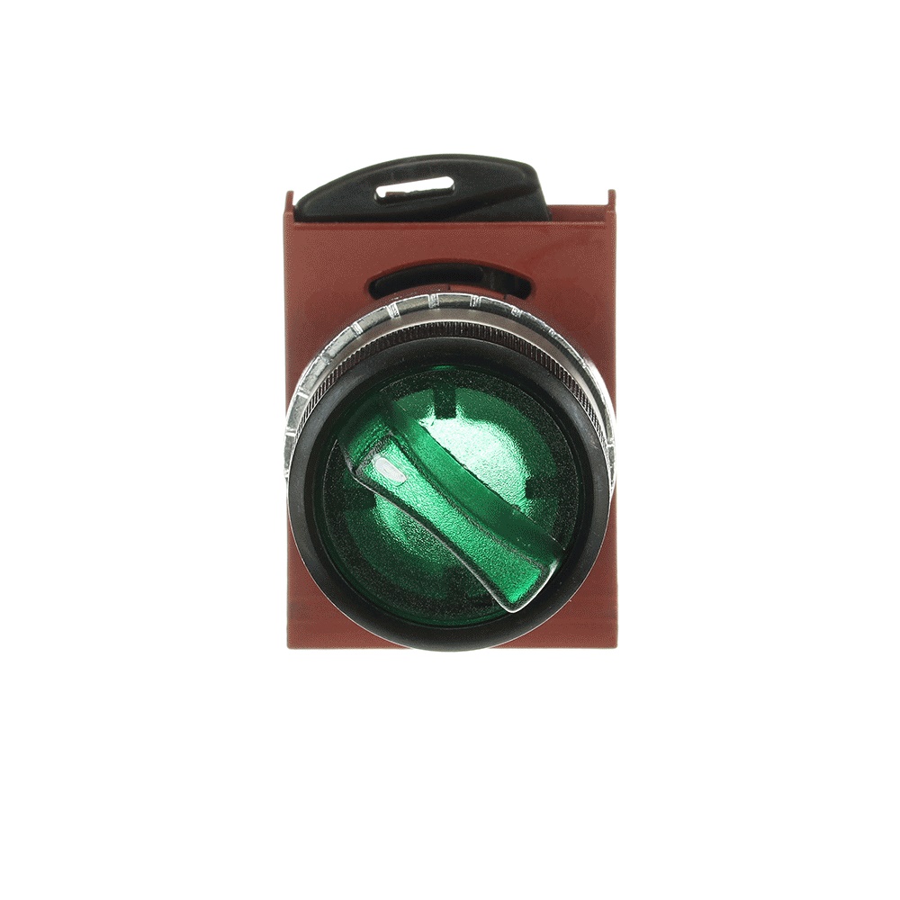 Selettore luminoso modulare 2 posizioni mantenuto maniglia corta verde per industria