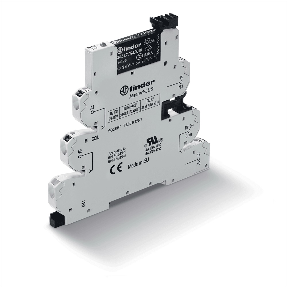 Interfaccia relè MASTERPLUS 6A 1 contatto CO LED montaggio modulare