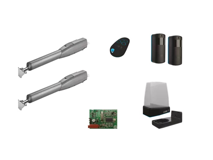 Kit automazione telescopico 24V per cancelli battente 3m 400kg con fotocellule e radiofrequenza