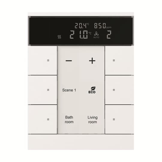 Regolatore ambiente KNX con sensore CO2 umidità controllo temperatura 6 zone HVAC