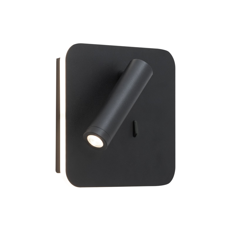 Applique LED nera 9W 3000K IP20 luce orientabile per interni design moderno