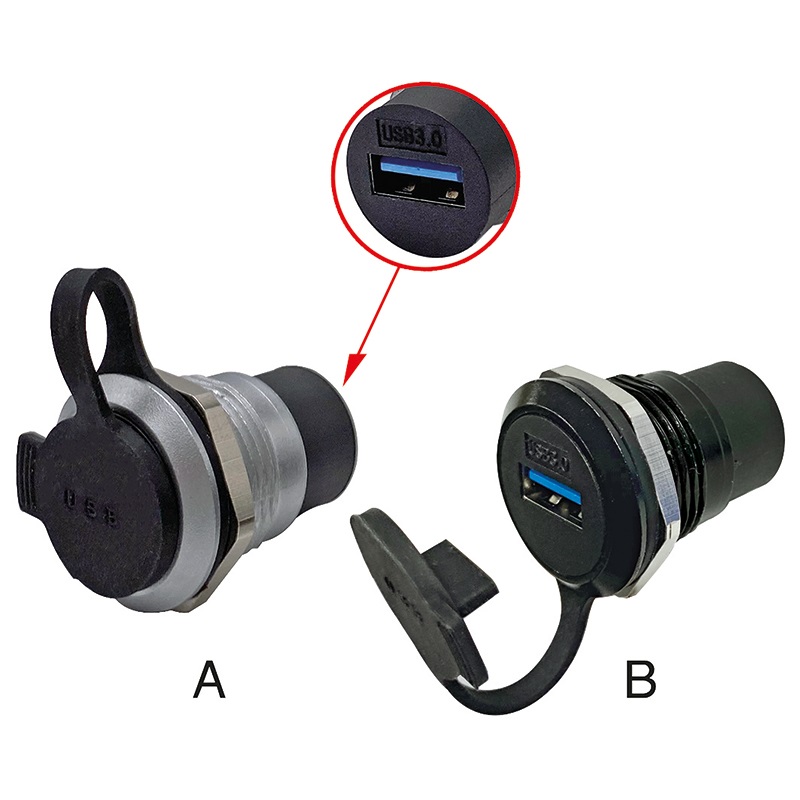 Presa USB 3.0 femmina pannello nero alta velocità compatta resistente per impianti elettrici