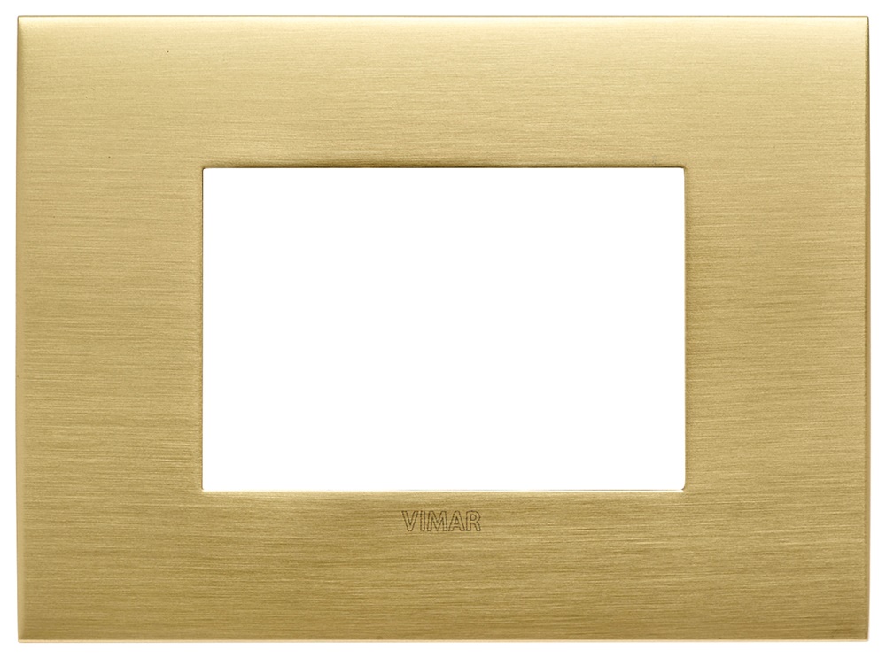 Placca Arké fit 3 moduli ottone spazzolato metallo per installazioni elettriche