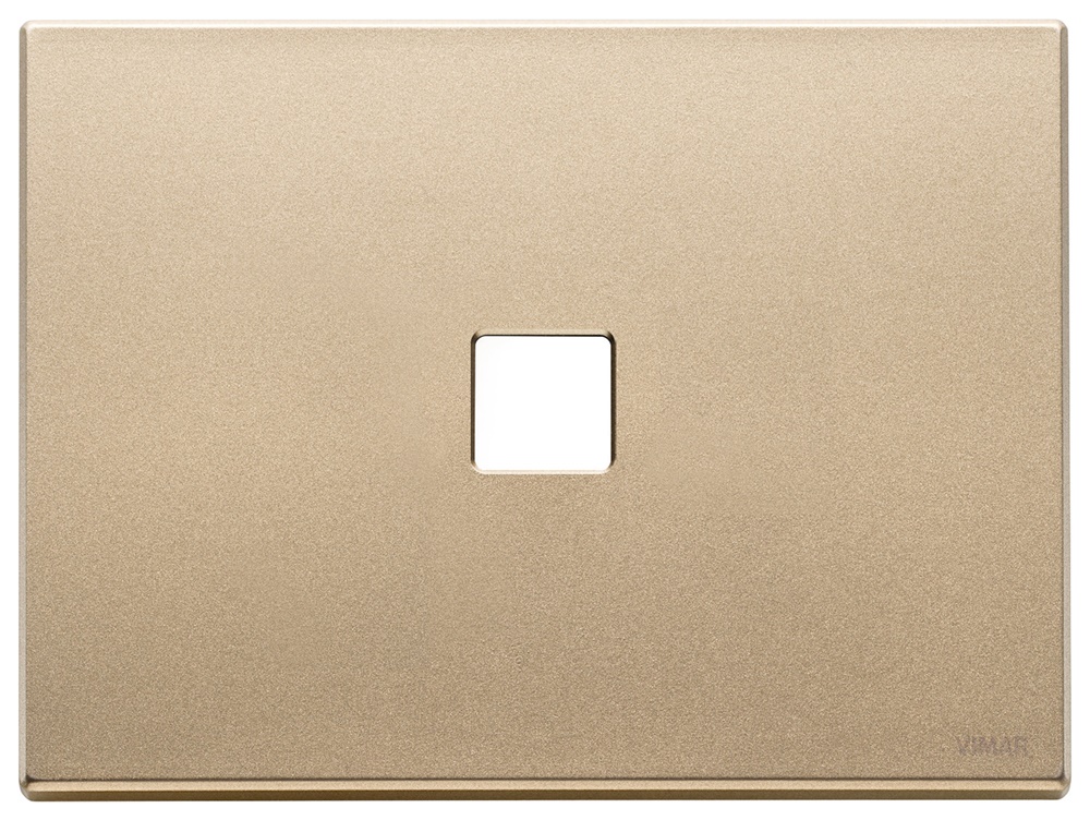 Placca 3 moduli Flat metallo oro satinato per comando elettrico parete