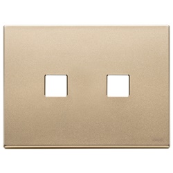 Placca 3 moduli Flat oro satinato metallo per due comandi installazione copriforo