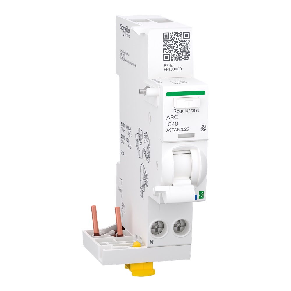 Blocco AFDD Active Acti9 ARC iC40 1P+N 25A per protezione archi elettrici quadro modulare