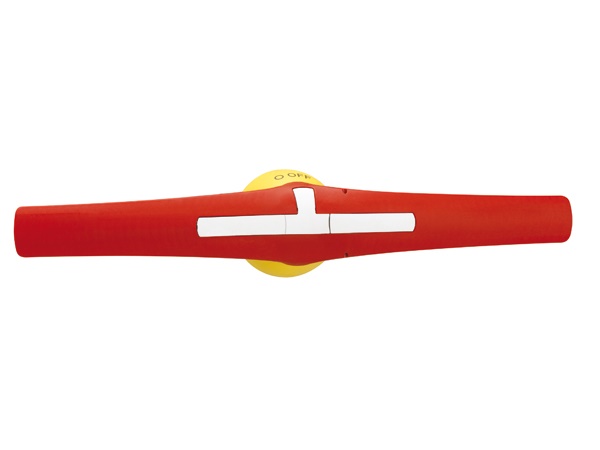 Maniglia blocco porta giallo/rosso lucchettabile comando rotativo leva 396mm IP65