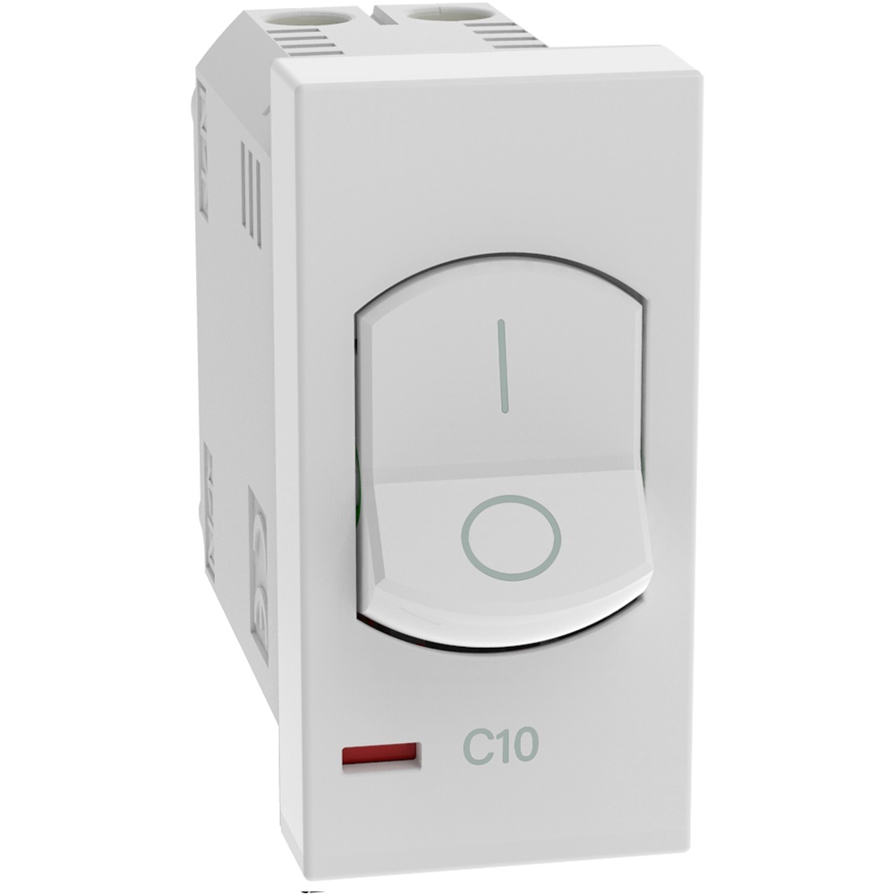 Interruttore magnetotermico 1P+N 10A bianco per impianti elettrici