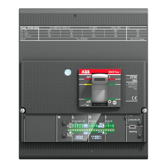 Interruttore automatico modulare ABB XT4N 250A 4 poli EKIP DIP LIG per protezione circuiti industriali e commerciali