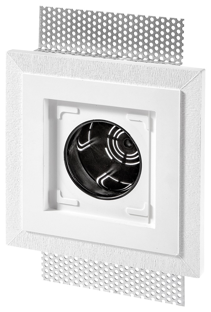 Scatola incasso rotonda 2 moduli ø60 mm cornice gesso filomuro Exé pareti leggere