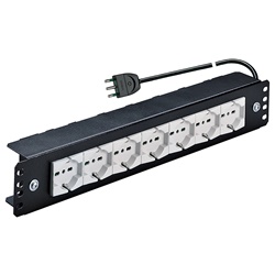 Pannello 19” 7 uscite SICURY 2P+T 16A 250V con cavo 3 m 3G1,5 mm² spina S17 universale