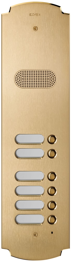 Placca audio 3 moduli 6 pulsanti ottone satinato Patavium per citofonia