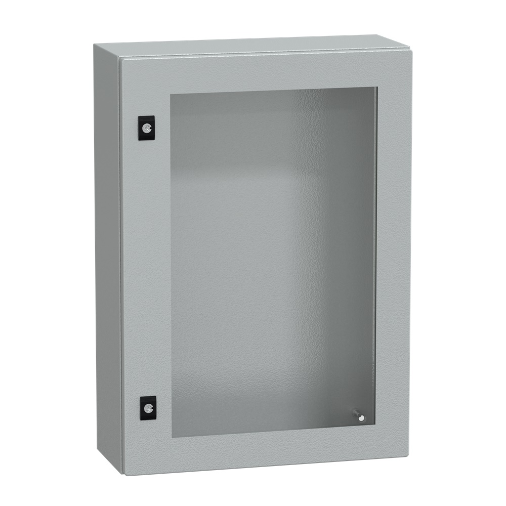 Cassetta acciaio montaggio parete 700x500x200 mm porta vetro trasparente IP66 IK08