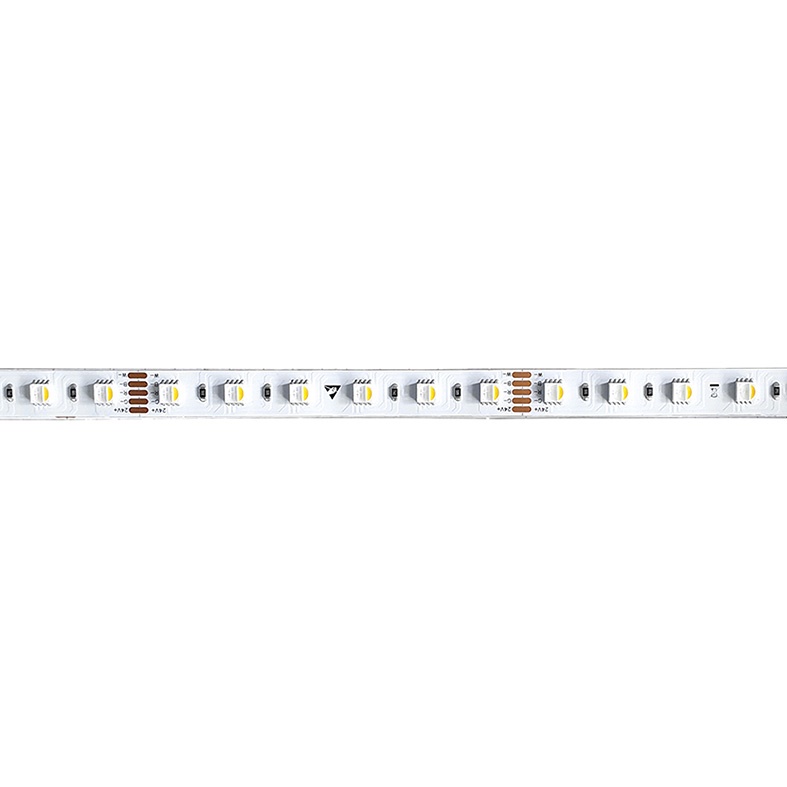 Strip LED 19,2W/mt 24V RGB+3000K CRI85 IP20 flessibile per illuminazione interna decorativa
