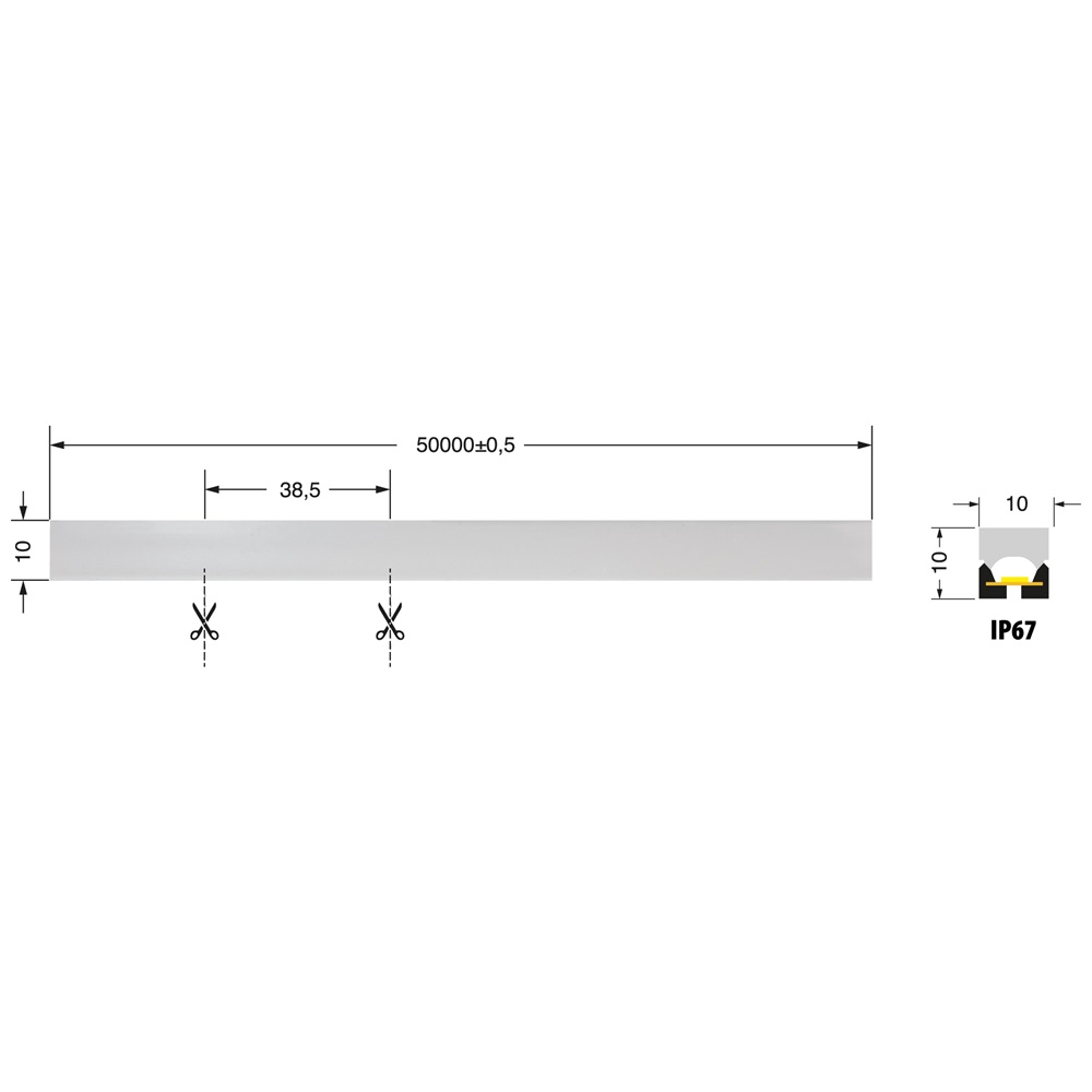 Neon LED 14W/m 24V IP67 CRI90 compatto per installazioni interne ed esterne professionali