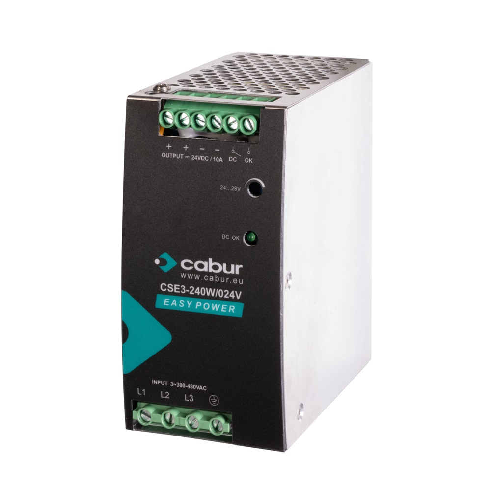Alimentatore trifase 400-500Vac uscita 24Vdc 10A per automazione industriale