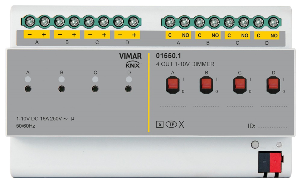 REGOLATORE 0/1-10V 4 OUT 16A KNX SE