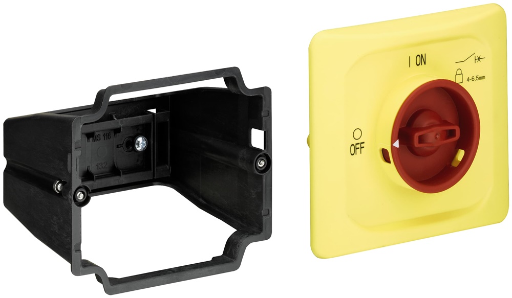 Kit montaggio a portella DMS132-Y rosso IP65 Emergency-STOP 3 volte bloccabile per motori manuali