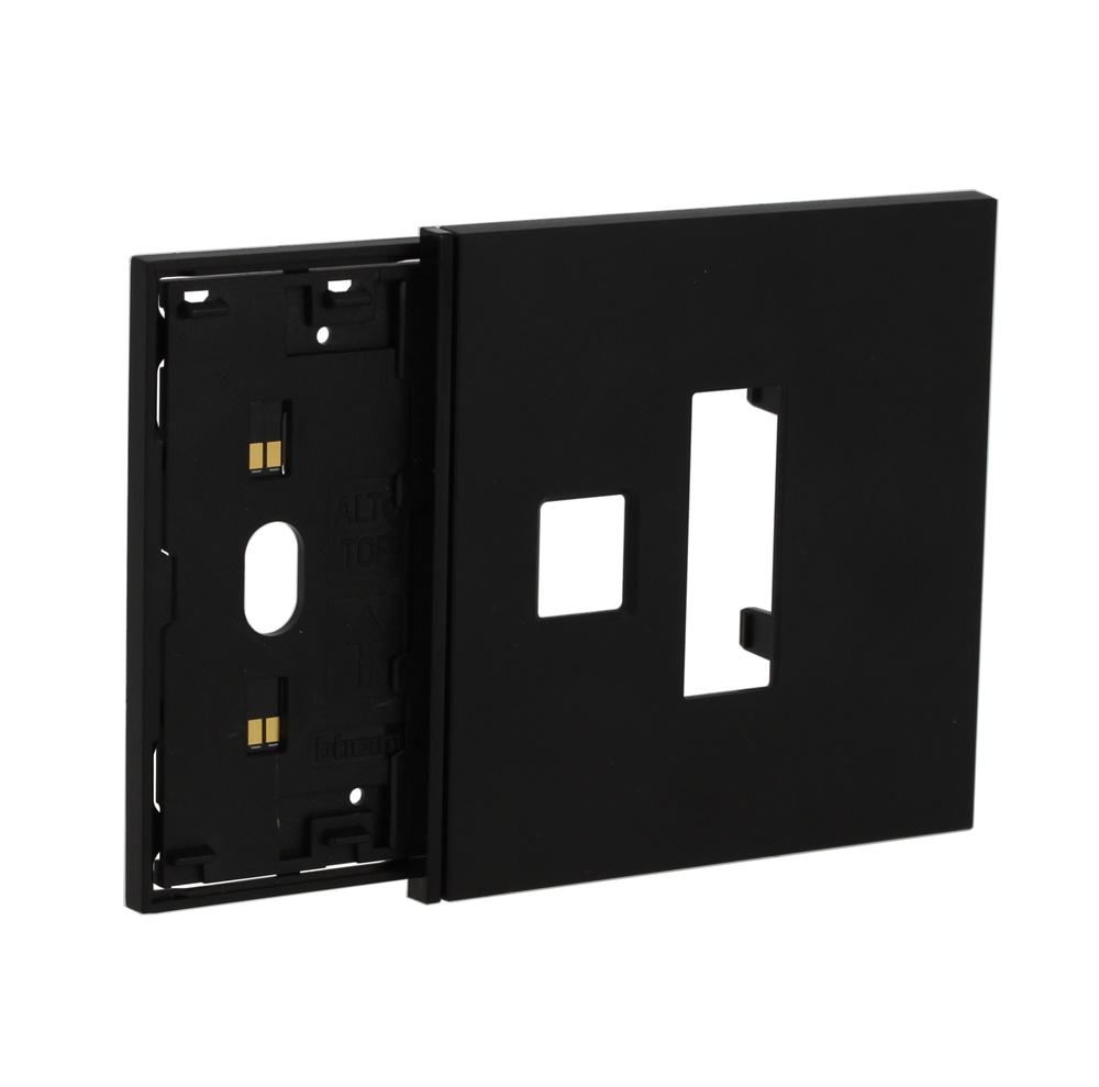 Frame elettrificato 3 moduli mostrina presa Italia + USB nero per installazione comando digitale