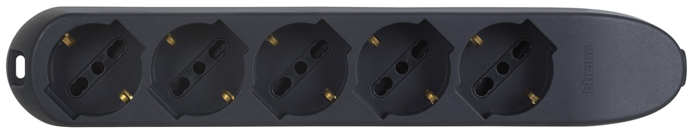 Multipresa 5 prese Schuko bipasso cavo 1,5m grigia uso domestico/professionale