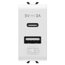 ALIMENTATORE USB - TIPO A+C - 3A - BIANCO SATINATO - 1 MODULO - CHORUSMART