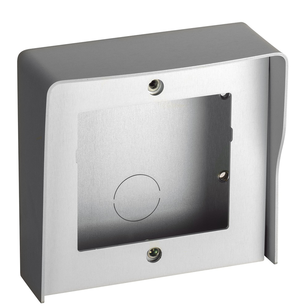 Scatola da parete 1 modulo alluminio con tetto antipioggia per installazioni esterne