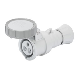 PRESA MOBILE DIRITTA HP - IP66/IP67/IP68/IP69 - 2P+T 16A >250V c.c. - GRIGIO - 8H - CABLAGGIO A VITE