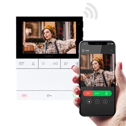 Serie People Wi-Fi - Videocitofono vivavoce a colori Wi-Fi 5, Simplebus 2, app Comelit, riconoscimento facciale, programmabile da spento, NFC