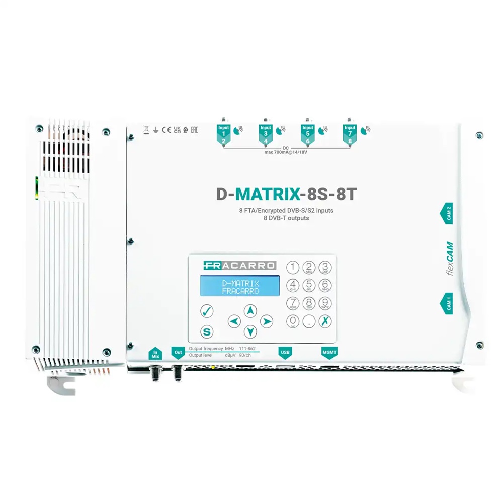 Centrale compatta D-MATRIX 8 ingressi 8 uscite per impianti TV digitale