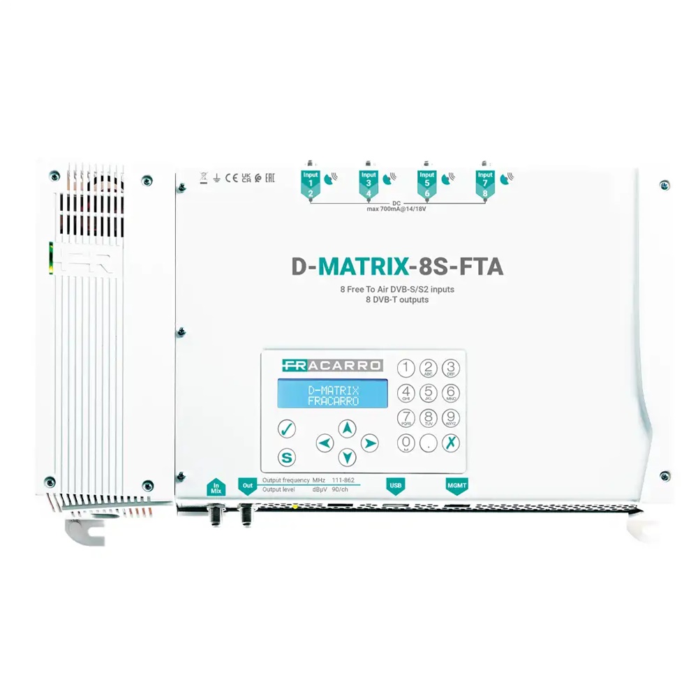 Centrale compatta D-MATRIX 8 ingressi satellitari COFDM TV