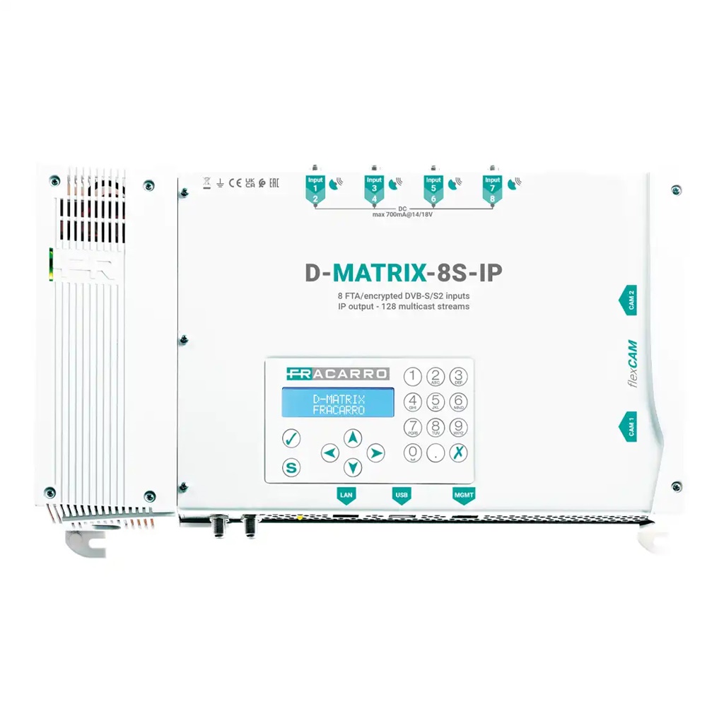 Centrale compatta D-MATRIX-8S-IP 8 ingressi transponder IPTV IP industriale civile