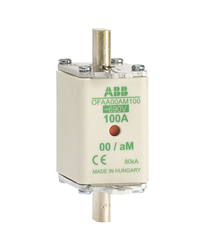 Fusibile NH00 AM 100A 690V protezione sovraccarichi cortocircuiti impianti elettrici industriali e civili