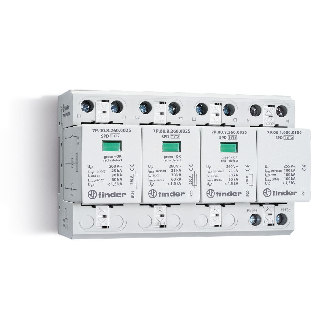 SPD CLASSE1+2 TRIFASE 4P 275VAC 3+1
