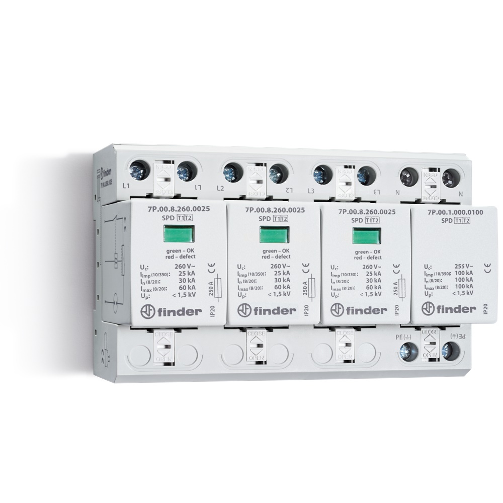 SPD CLASSE1+2 TRIFASE 4P 275VAC 3+1