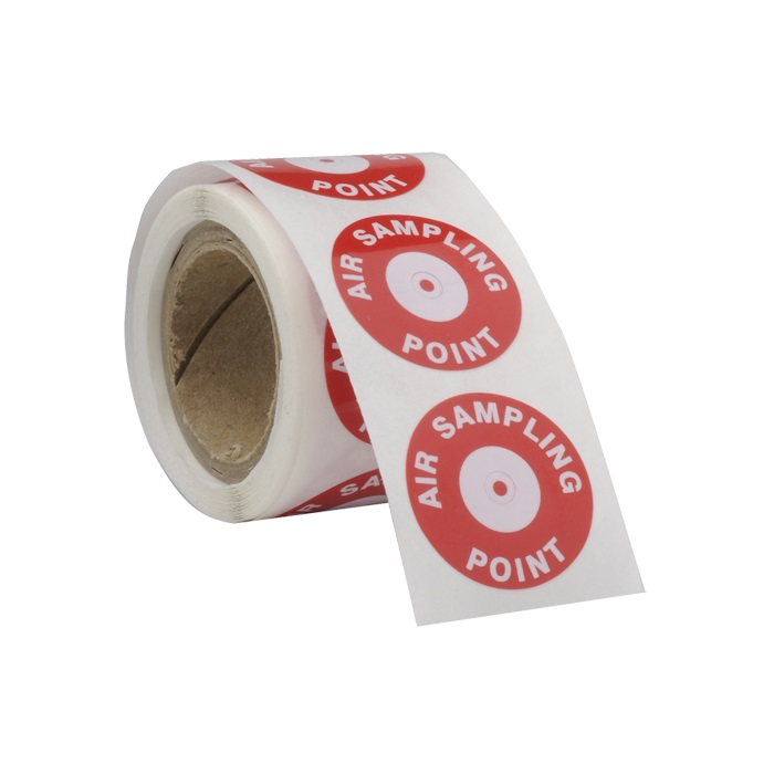 Etichetta circolare punto campionamento sistemi aspirazione, rotolo 100 pezzi autoadesive
