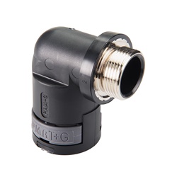 Raccordo 90° DN10 M16 PA6 rinforzato ottone nichelato IP68 per impianti elettrici