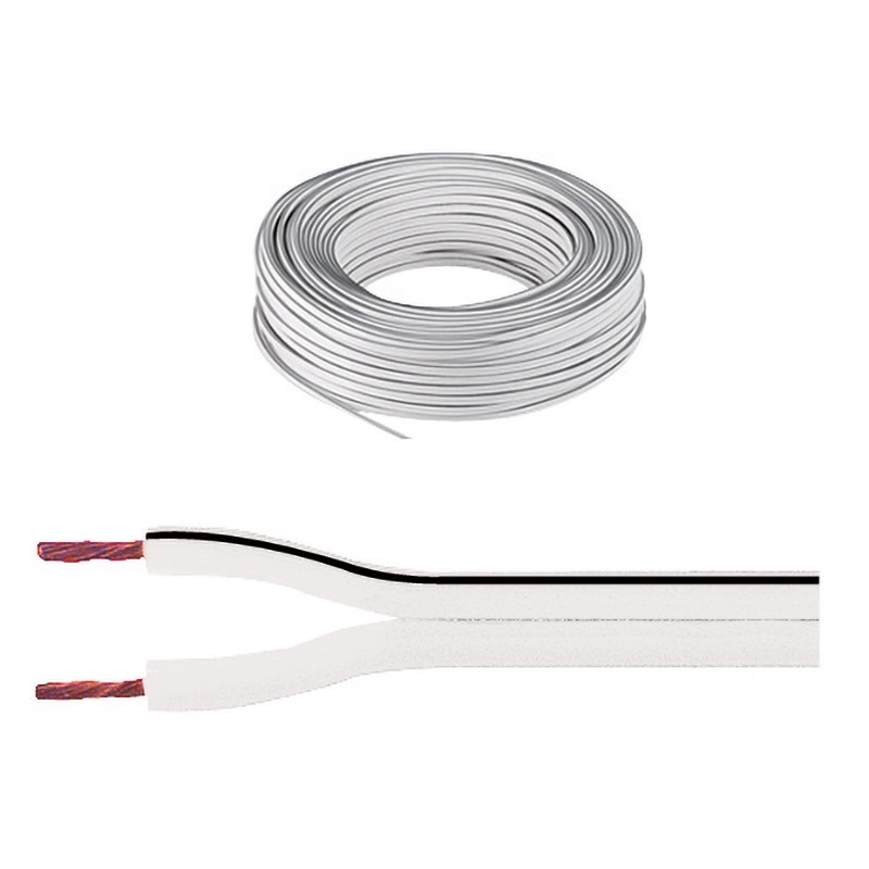 Piattina elettrica bianca riga nera 2x0,75 mm² per impianti residenziali e industriali