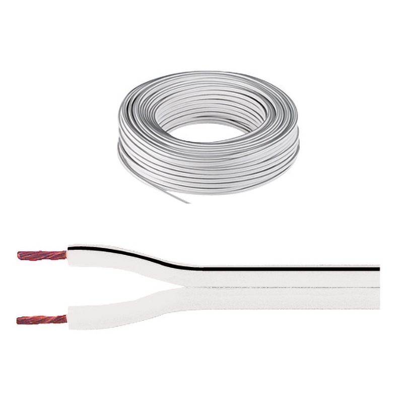 Piattina elettrica bianca riga nera 2x0,75 mm² per impianti residenziali e industriali
