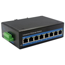 Switch industriale 8 porte Gigabit PoE con materiali resistenti per ambienti difficili